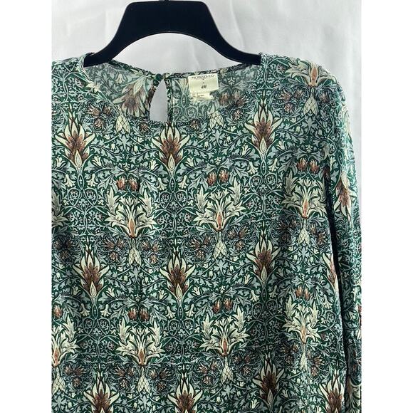 MORRIS & CO X H&M Women's Green Floral Crewneck Long Sleeve Top SZ 6 - Picture 4 of 11